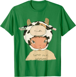 Faeries Exist Somewhere Cow Hat Fairy Core T-Shirt - T-Shirt | Irish Green