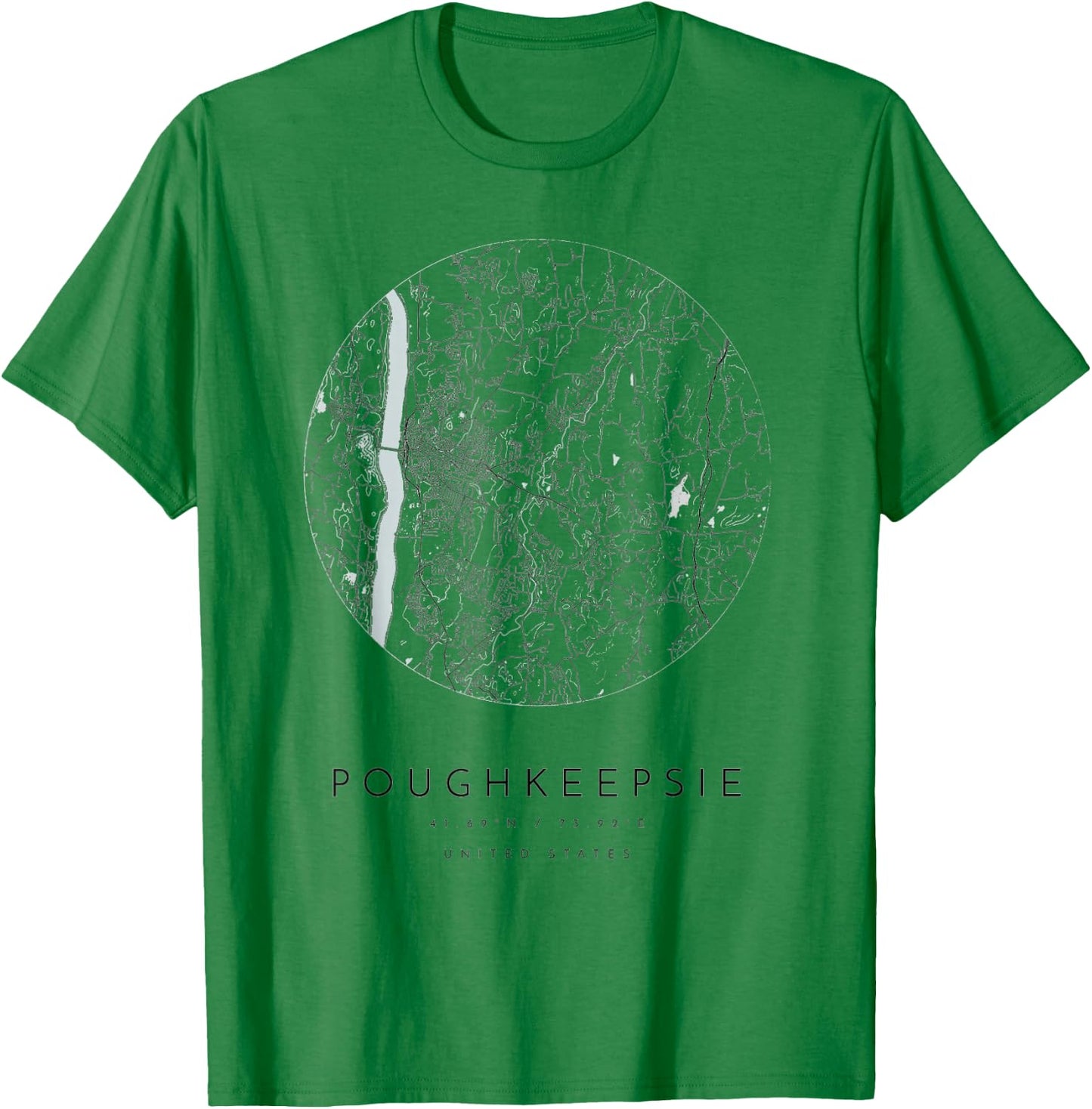 Poughkeepsie New York NY Coordinates map hometown T-Shirt - T-Shirt | Irish Green