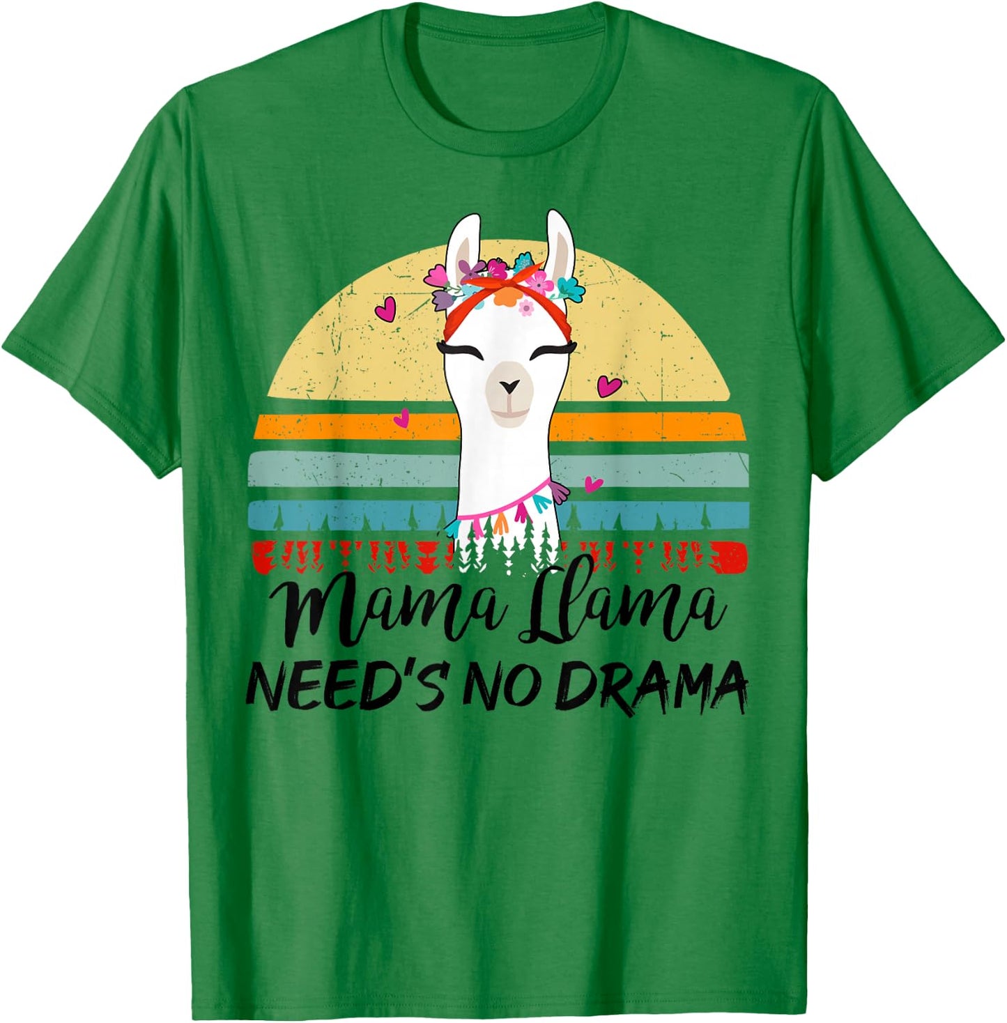 Llama-Shirt Mama-Llama Need No Drama Mothers Day Funny Women T-Shirt - T-Shirt | Irish Green