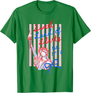 Sweet Land of Liberty EST 1776 Striped 4th of July T-Shirt - T-Shirt | Irish Green