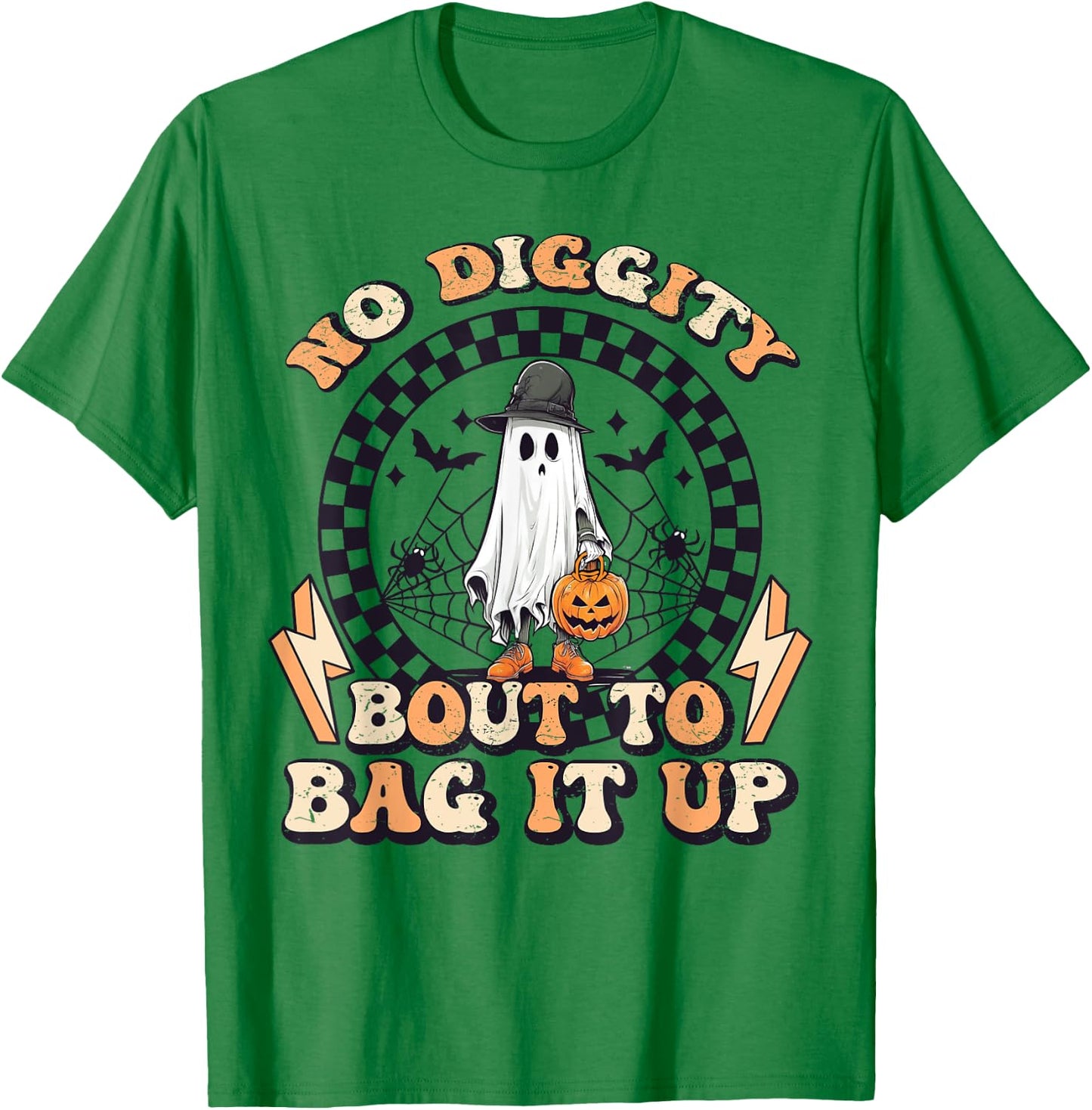 No Diggity Bout To Bag It Up Ghost Halloween T-Shirt - T-Shirt | Irish Green