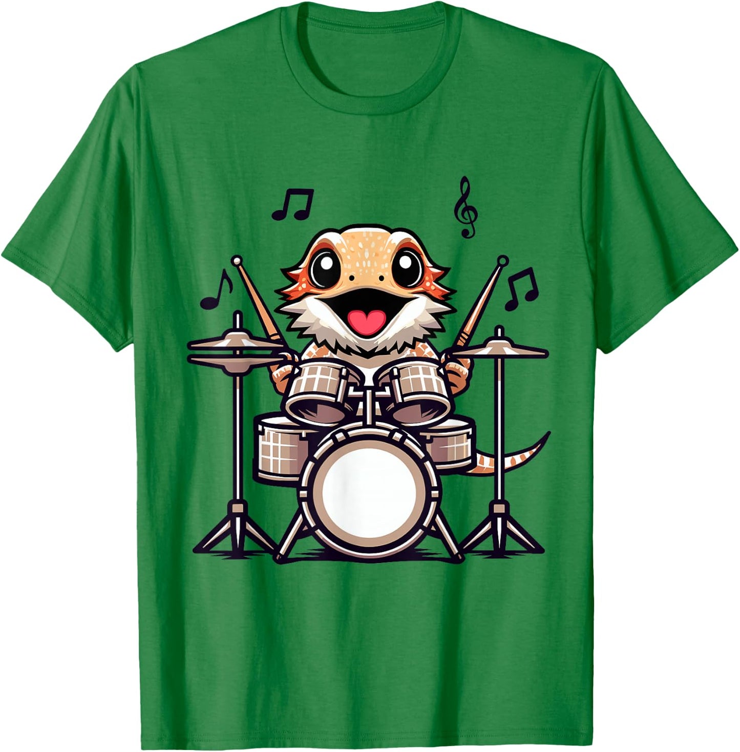 Funny Drummer Bearded Dragon Playing Drum Musician T-Shirt - T-Shirt | Irish Green