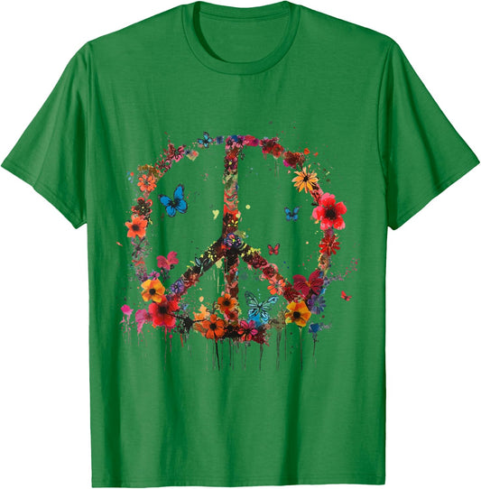 Peace Love Hippie Costume Peace Symbol 60s 70s , white, S T-Shirt - T-Shirt | Irish Green