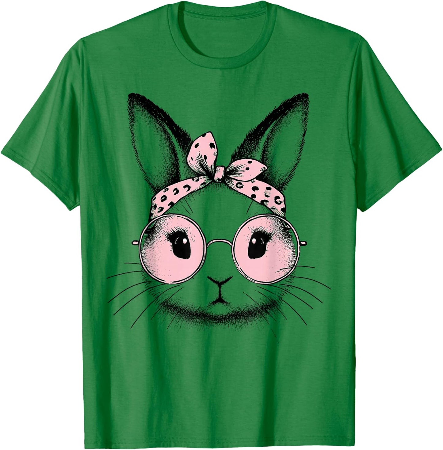 Bunny Easter Day Pink Bandana Glasses Rabbit Women Girl Kid T-Shirt - T-Shirt | Irish Green