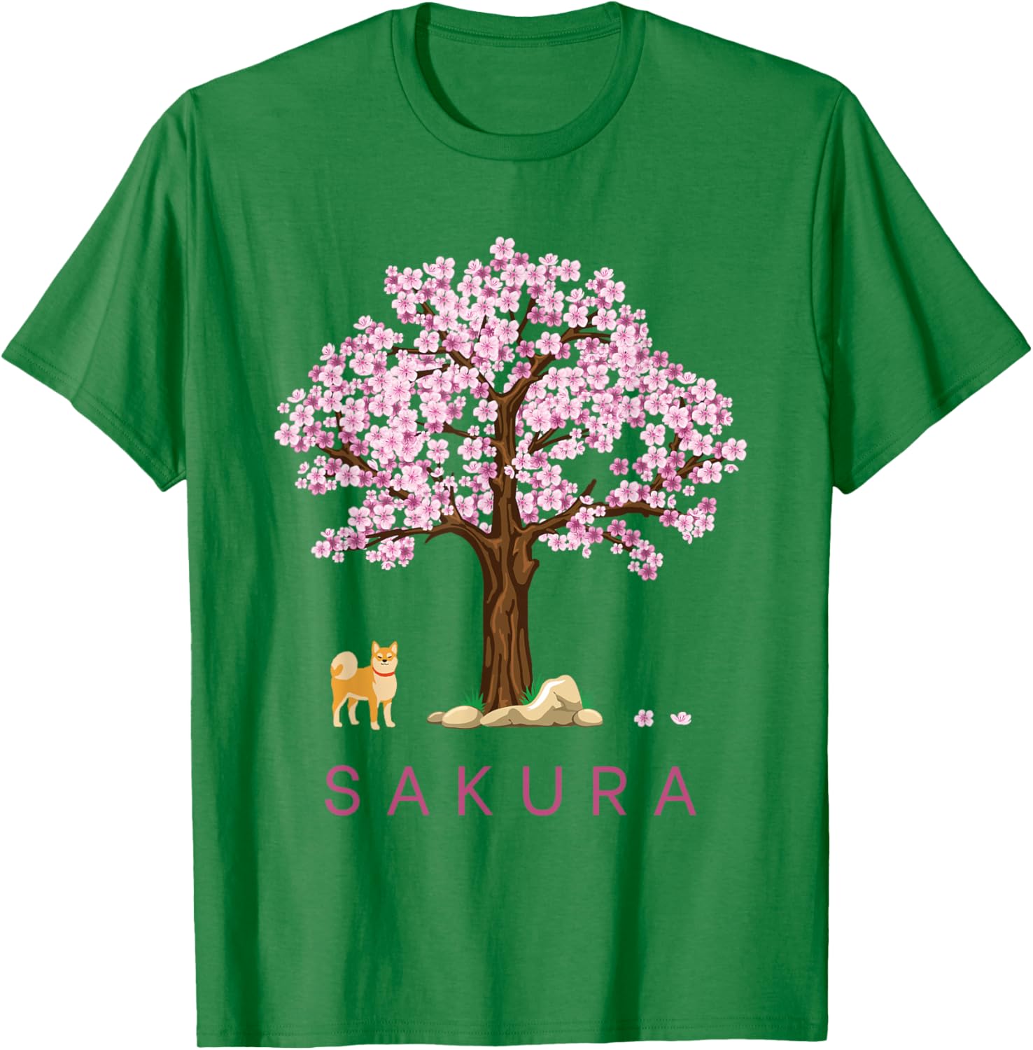 Shiba Dog Japanische Kirschblüte Sakura Blume Baum Frühling T-Shirt - T-Shirt | Irish Green