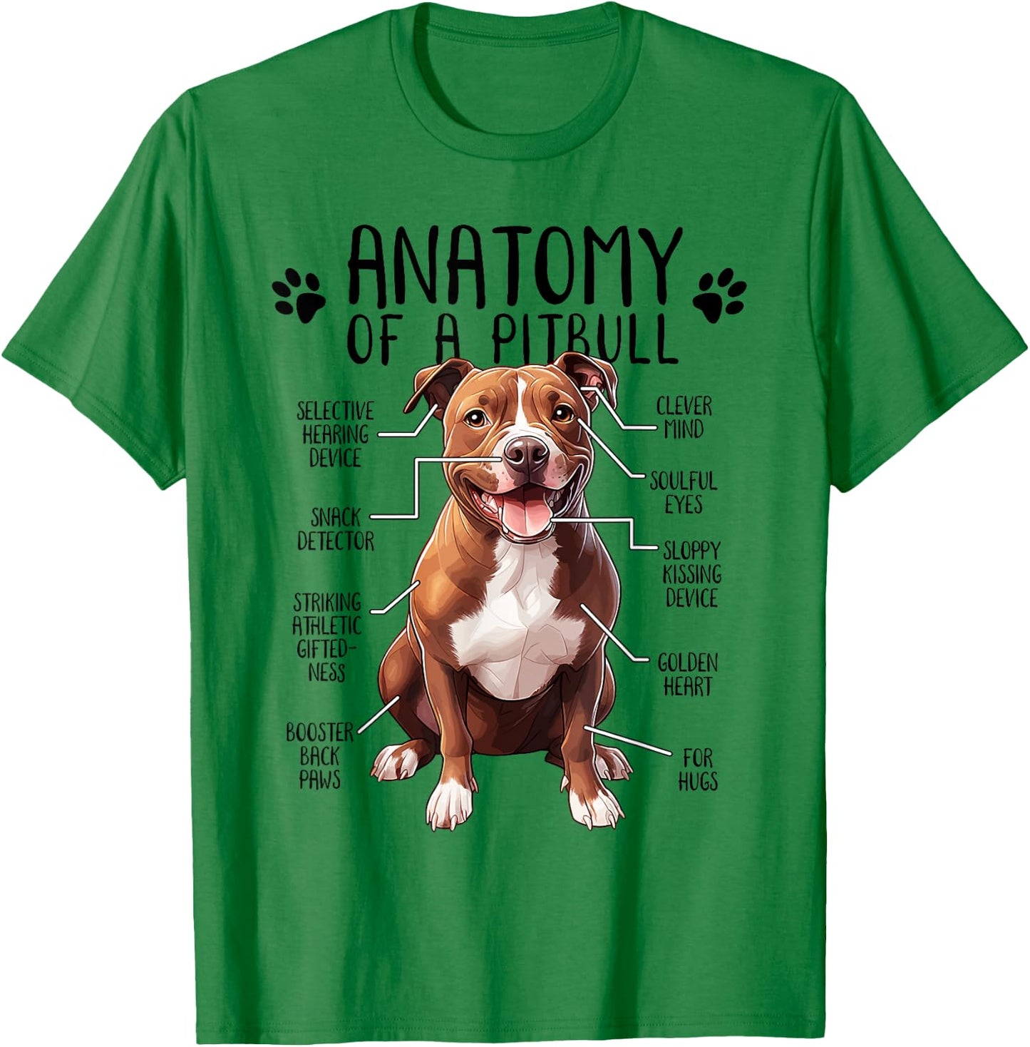 Funny Anatomy Pitbull Dog Cute Pittie Lover Pit Bull Owner T-Shirt - T-Shirt | Irish Green