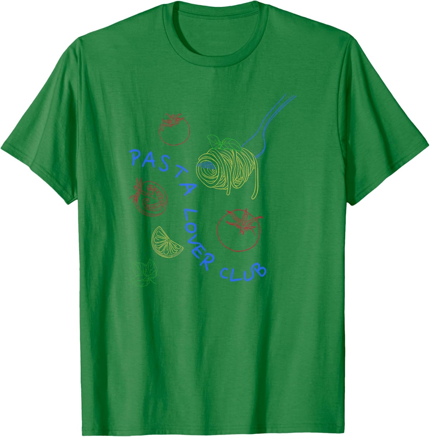 Funny Pasta Adults Pasta Lovers Club Culture Fans White Small Classic Fit Short Sleeve Letter Print T-Shirt - T-Shirt | Irish Green