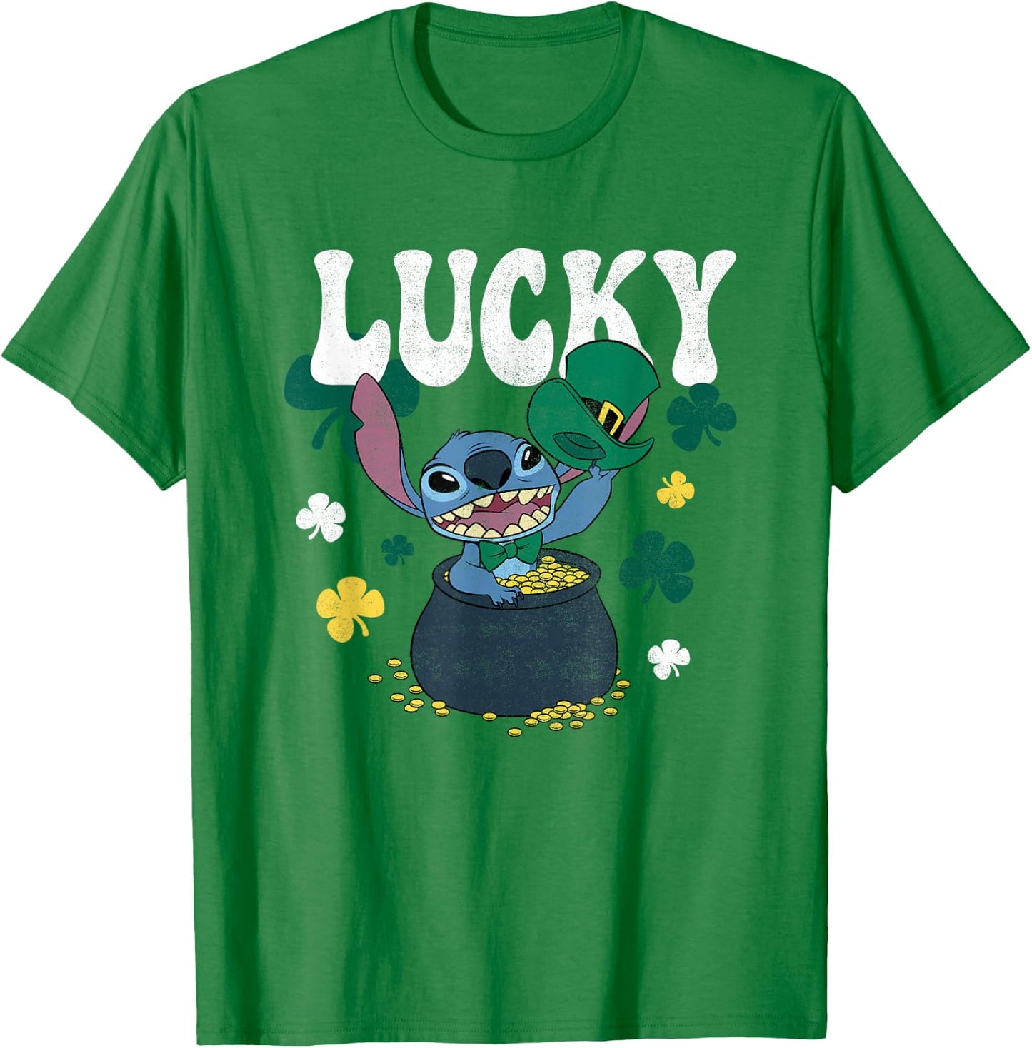 Disney Lilo & Stitch St. Patrick's Day Lucky Stitch T-Shirt - T-Shirt | Irish Green