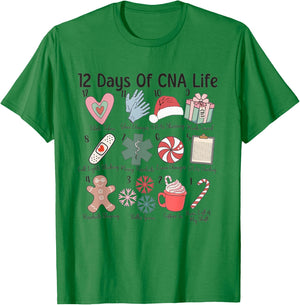 12 Days of CNA Life Certified Nursing Assistant Christmas T-Shirt - T-Shirt | Irish Green