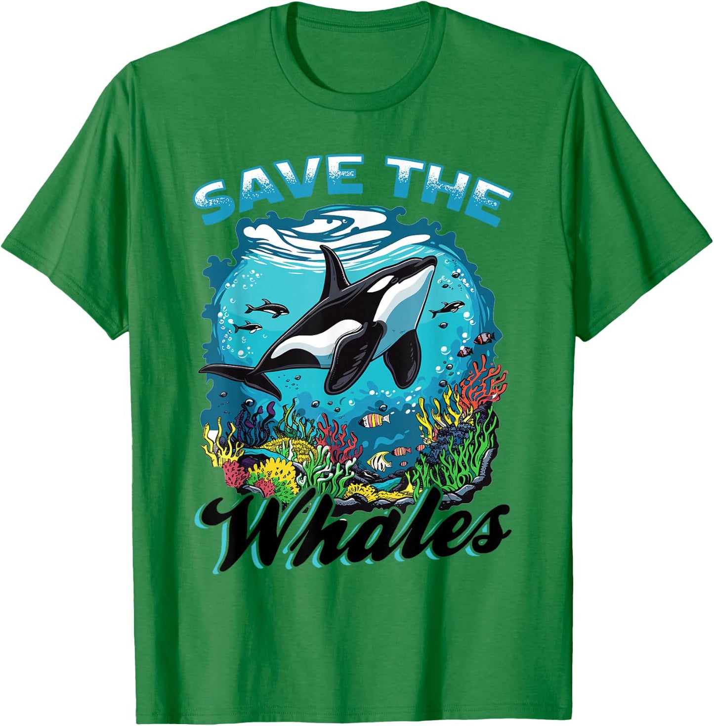 Funny Orca Animal Save The Whales T-Shirt - T-Shirt | Irish Green