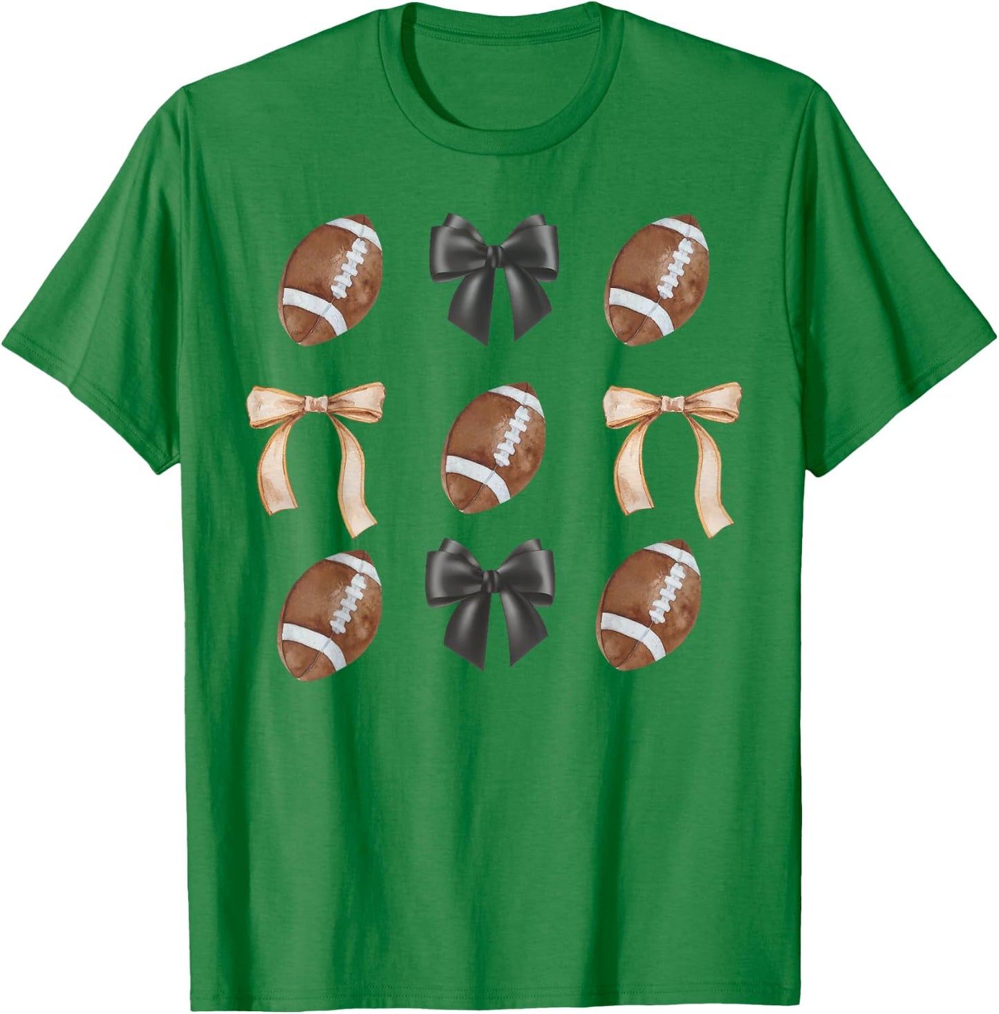 Football Coquette Bow Football Mama Game Day Women Girls T-Shirt - T-Shirt | Irish Green
