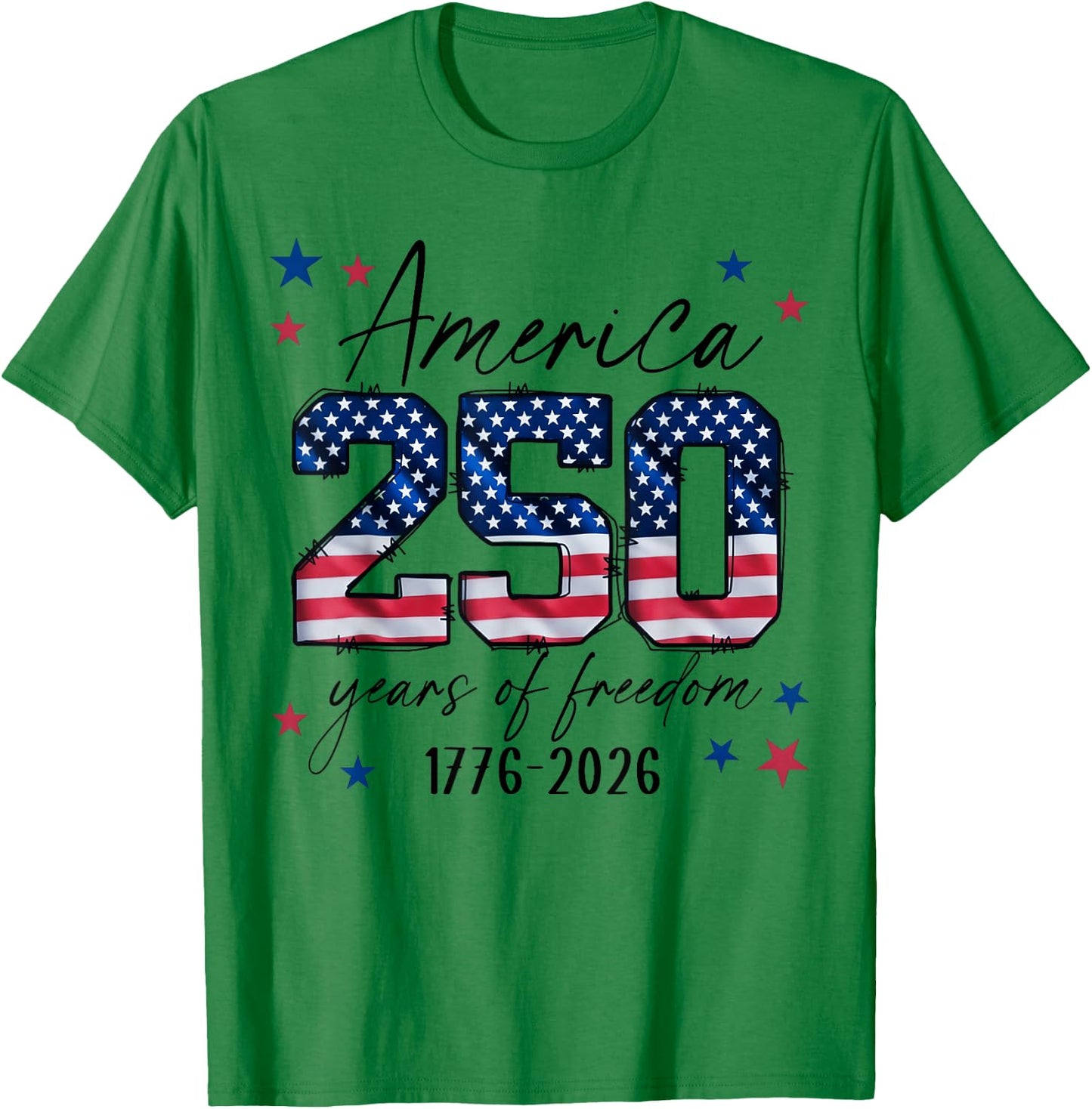 America USA 250th Years of Freedom 4th of July T-Shirt - T-Shirt | Irish Green