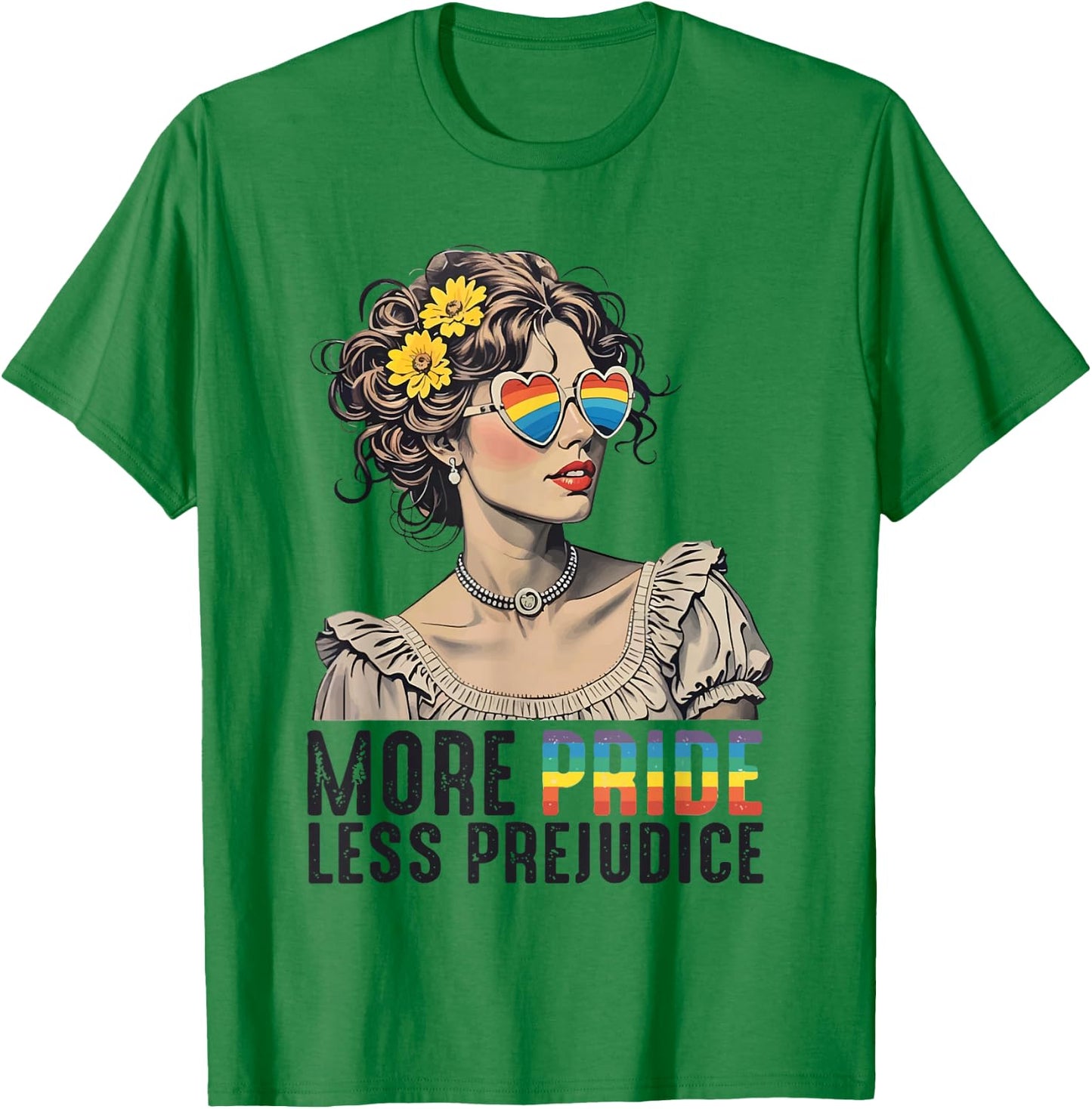 Ally LGBTQ Pride Month Lesbian More Pride Less Prejudice T-Shirt - T-Shirt | Irish Green