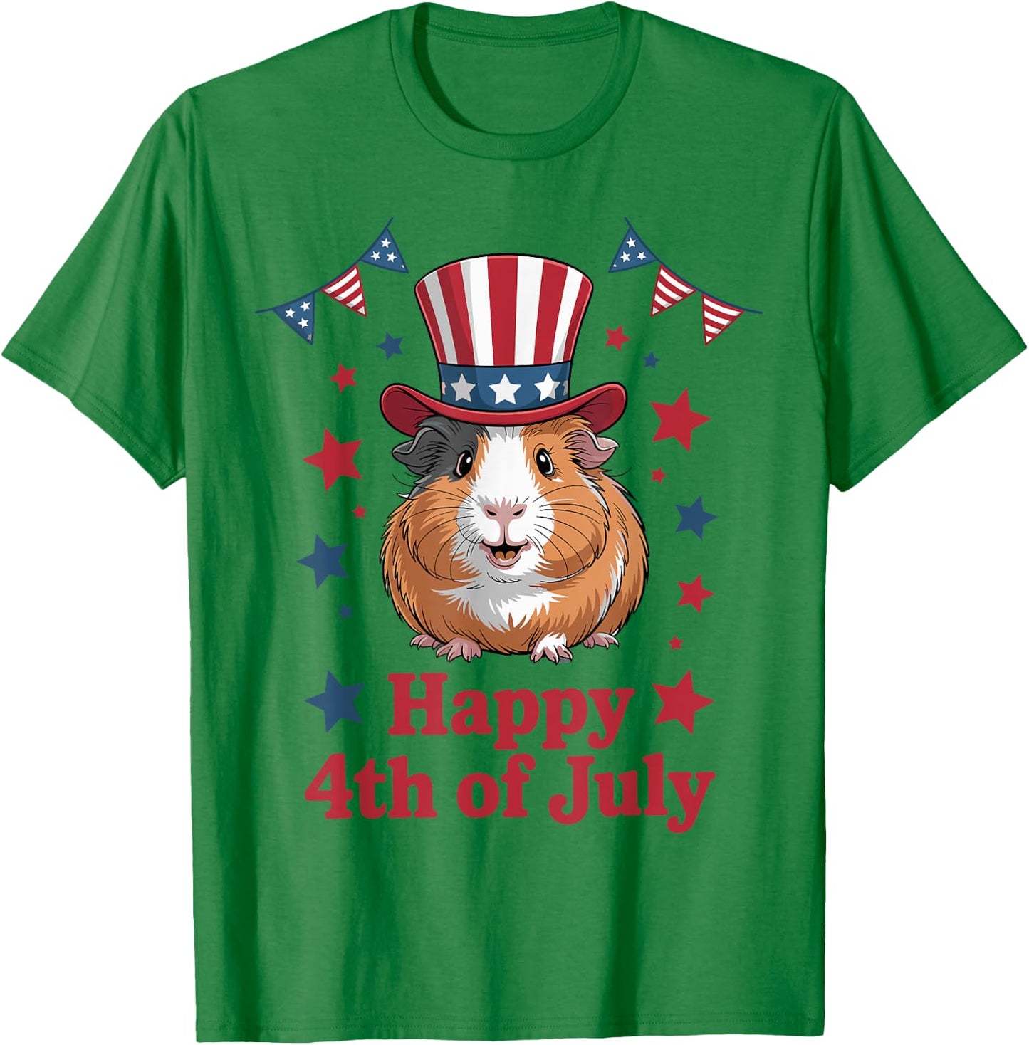 Happy 4th of July Patriotic Guinea Pig Lovers Fireworks T-Shirt - T-Shirt | Irish Green