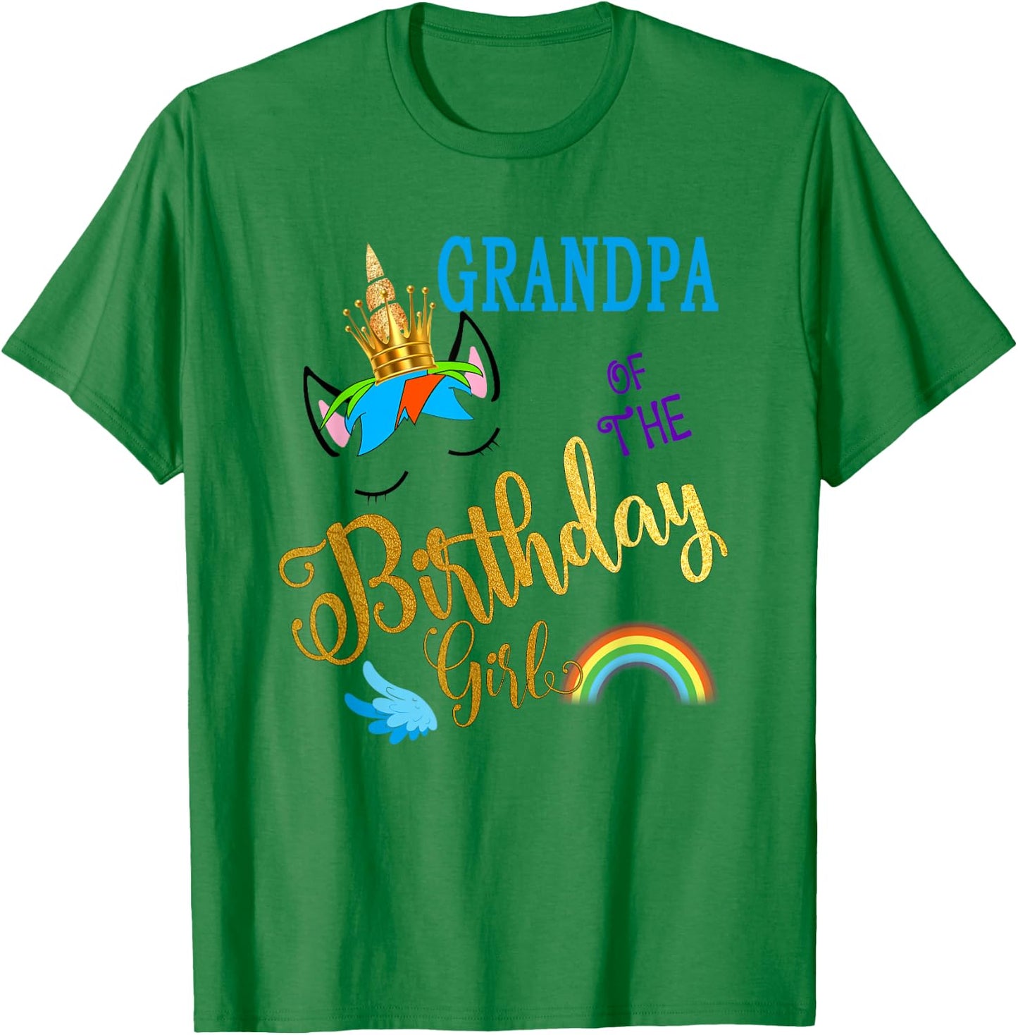 Grandpa of The Birthday for Girl Papa Unicorn First Birthday T-Shirt - T-Shirt | Irish Green