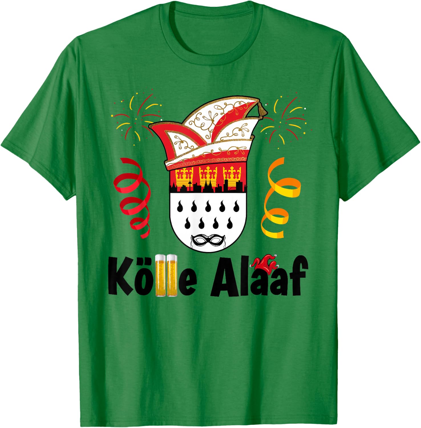 Cologne Cathedral Cologne Alaaf Confetti Carnival , White T-Shirt - T-Shirt | Irish Green
