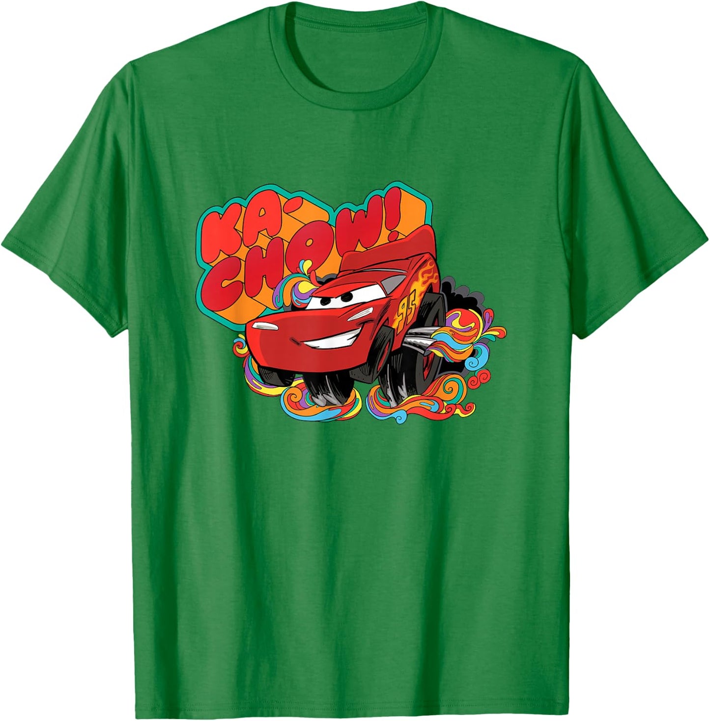Disney Pixar Cars Ka-Chow! Lightning McQueen Colorful T-Shirt - T-Shirt | Irish Green