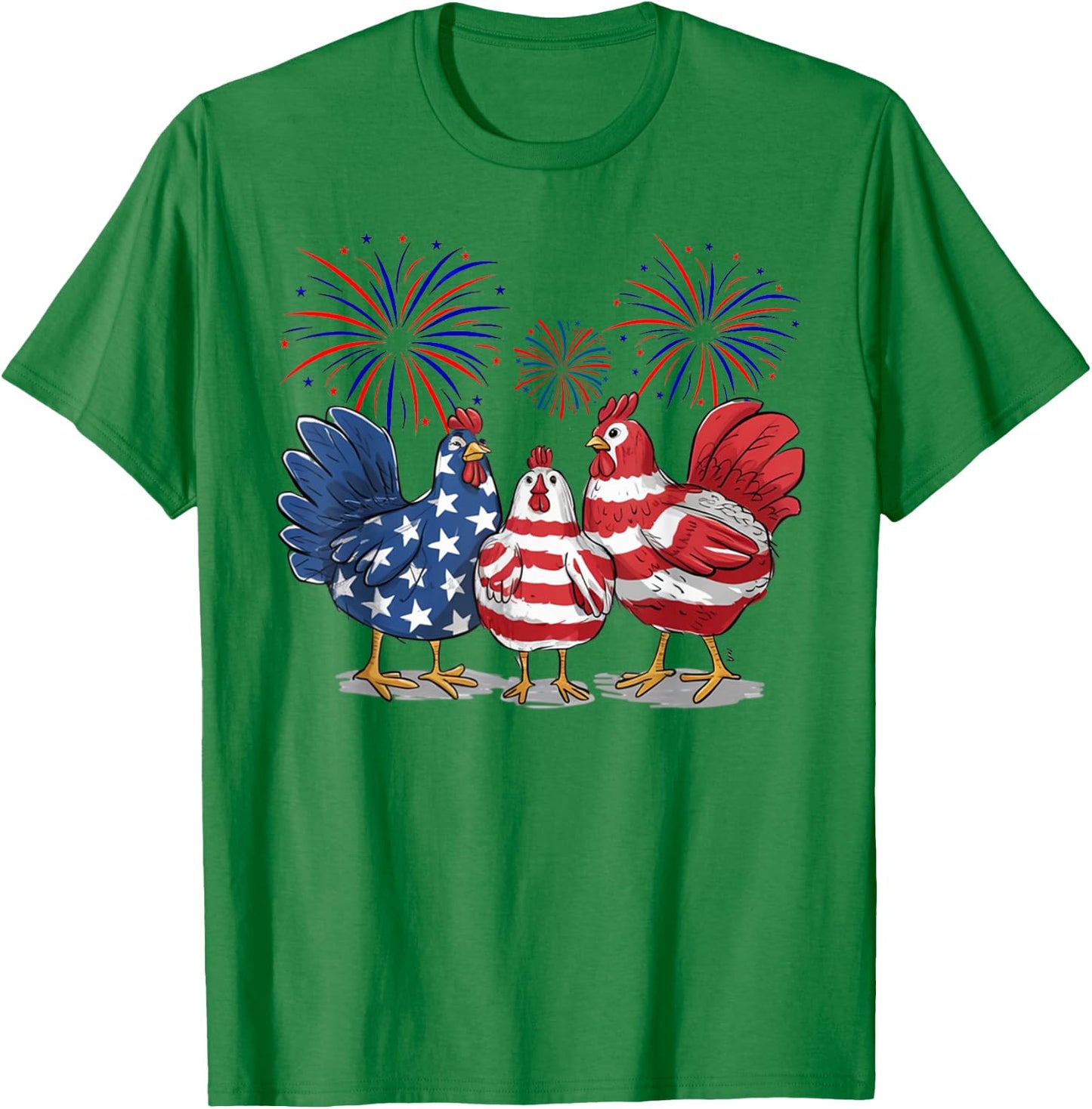 Funny 4th of July chicken Women Girls Patriotic Chicken T-Shirt - T-Shirt | Irish Green