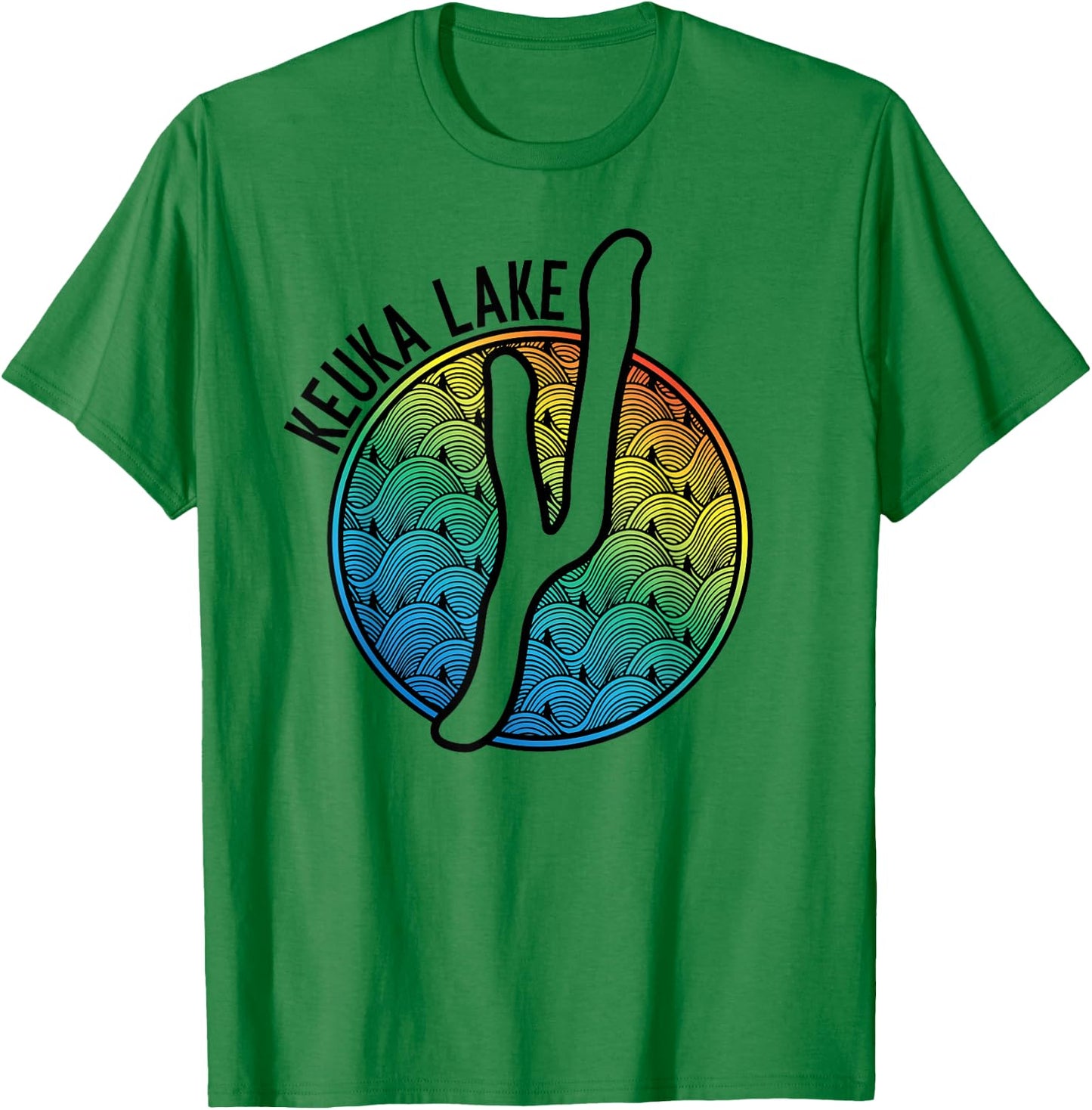 Keuka Lake Upstate NY- Finger Lakes Waves Gifts T-Shirt - T-Shirt | Irish Green