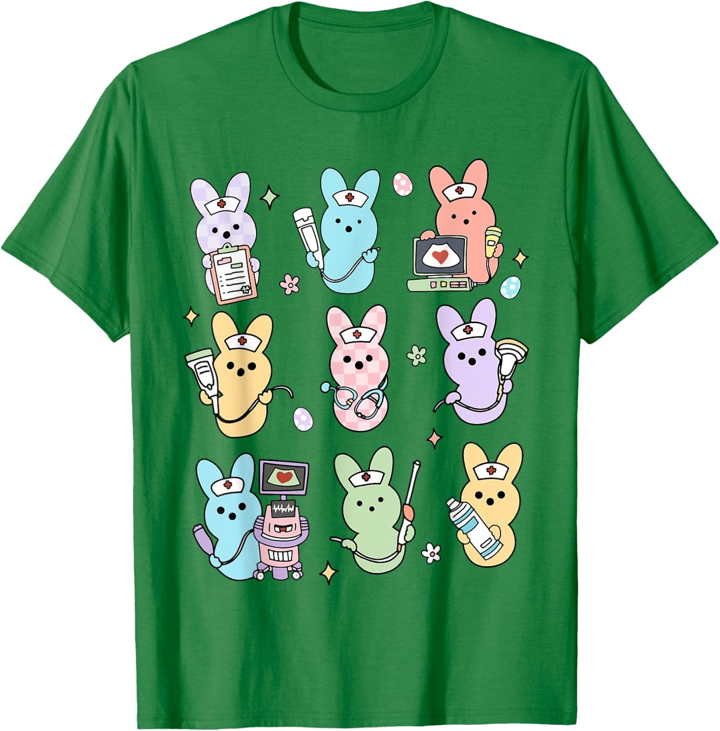 Groovy Bunnies Candy Ultrasound Tech Easter Sonographer T-Shirt - T-Shirt | Irish Green