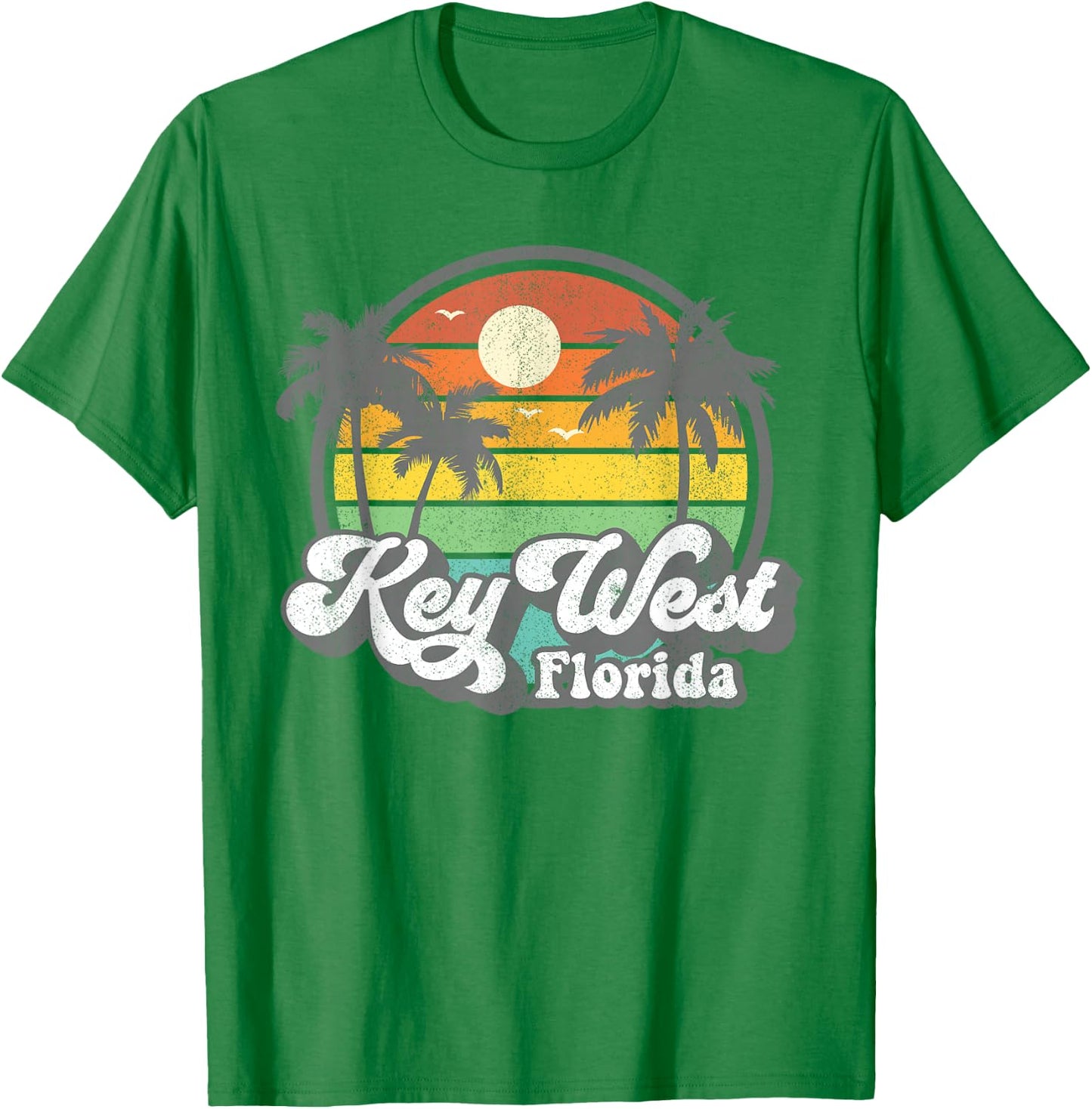 Vintage Key West Florida Keys Retro 70's Beach Vacation Gift T-Shirt - T-Shirt | Irish Green