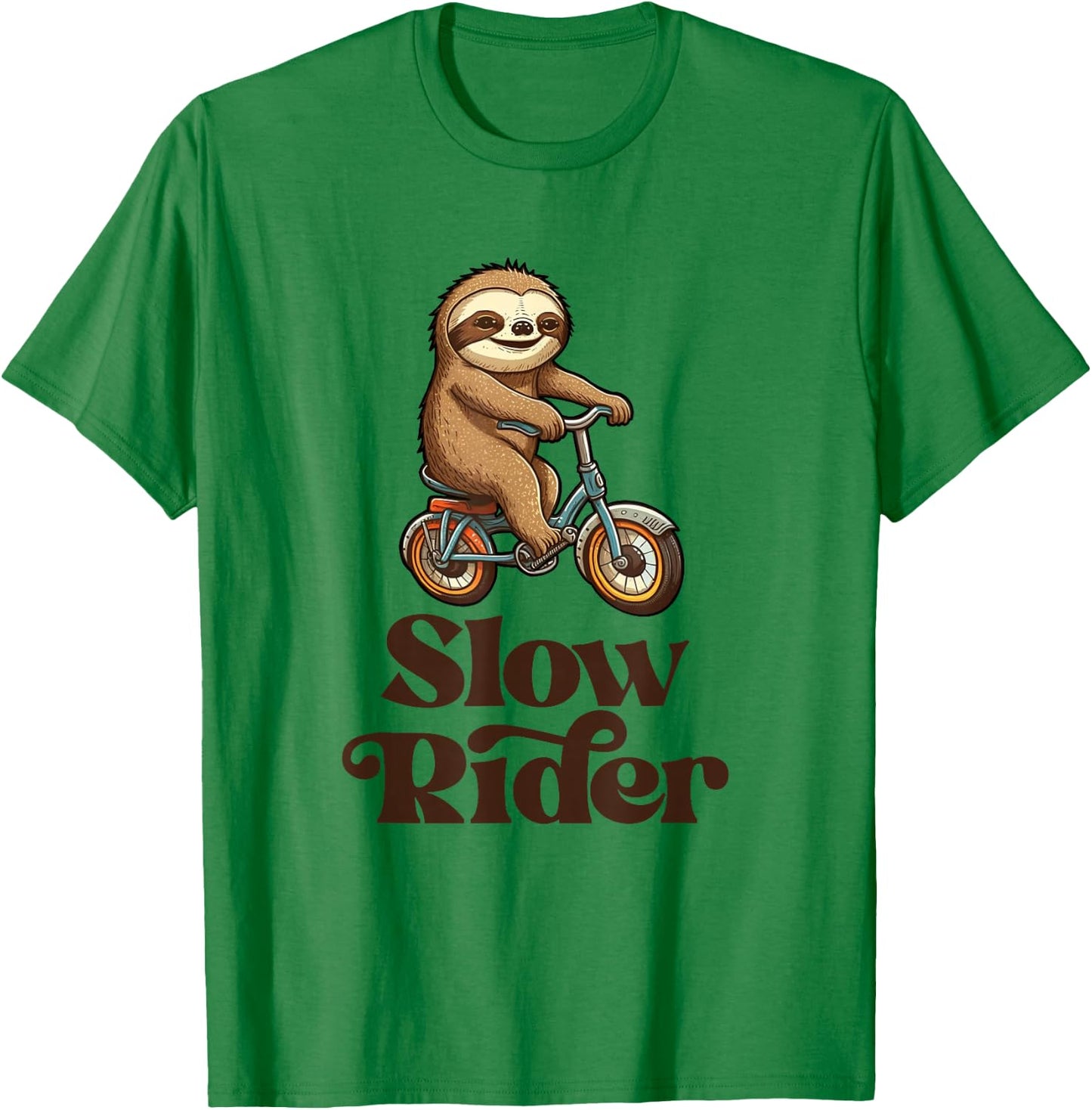 Slow Rider Sloth Riding Bike T-Shirt - T-Shirt | Irish Green