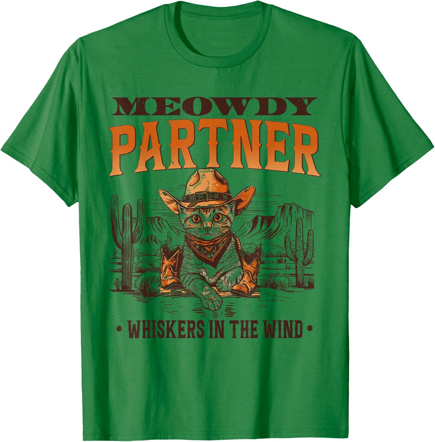 Meowdy Partner Cowboy Cat Vintage Women Kid T-Shirt - T-Shirt | Irish Green