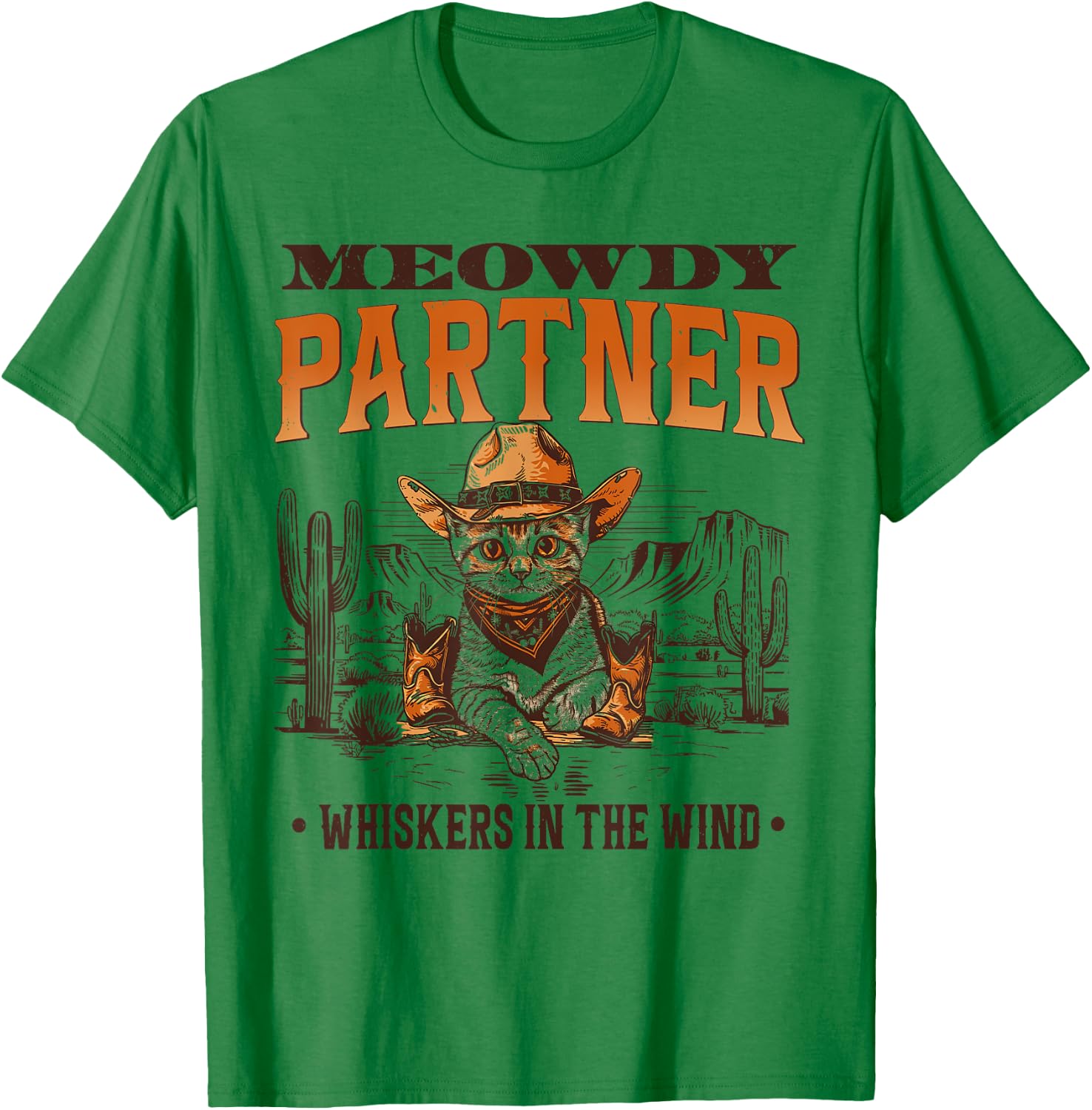 Meowdy Partner Cowboy Cat Vintage Women Kid T-Shirt - T-Shirt | Irish Green