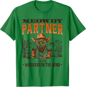 Meowdy Partner Cowboy Cat Vintage Women Kid T-Shirt - T-Shirt | Irish Green