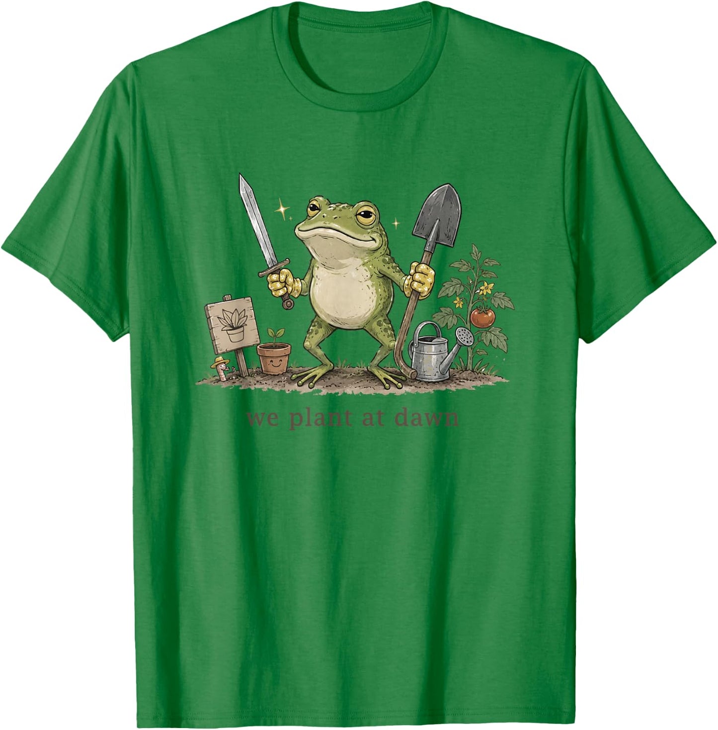 Women We Plant at Dawn Funny Gardening Frog Gardener Farmer T-Shirt - T-Shirt | Irish Green