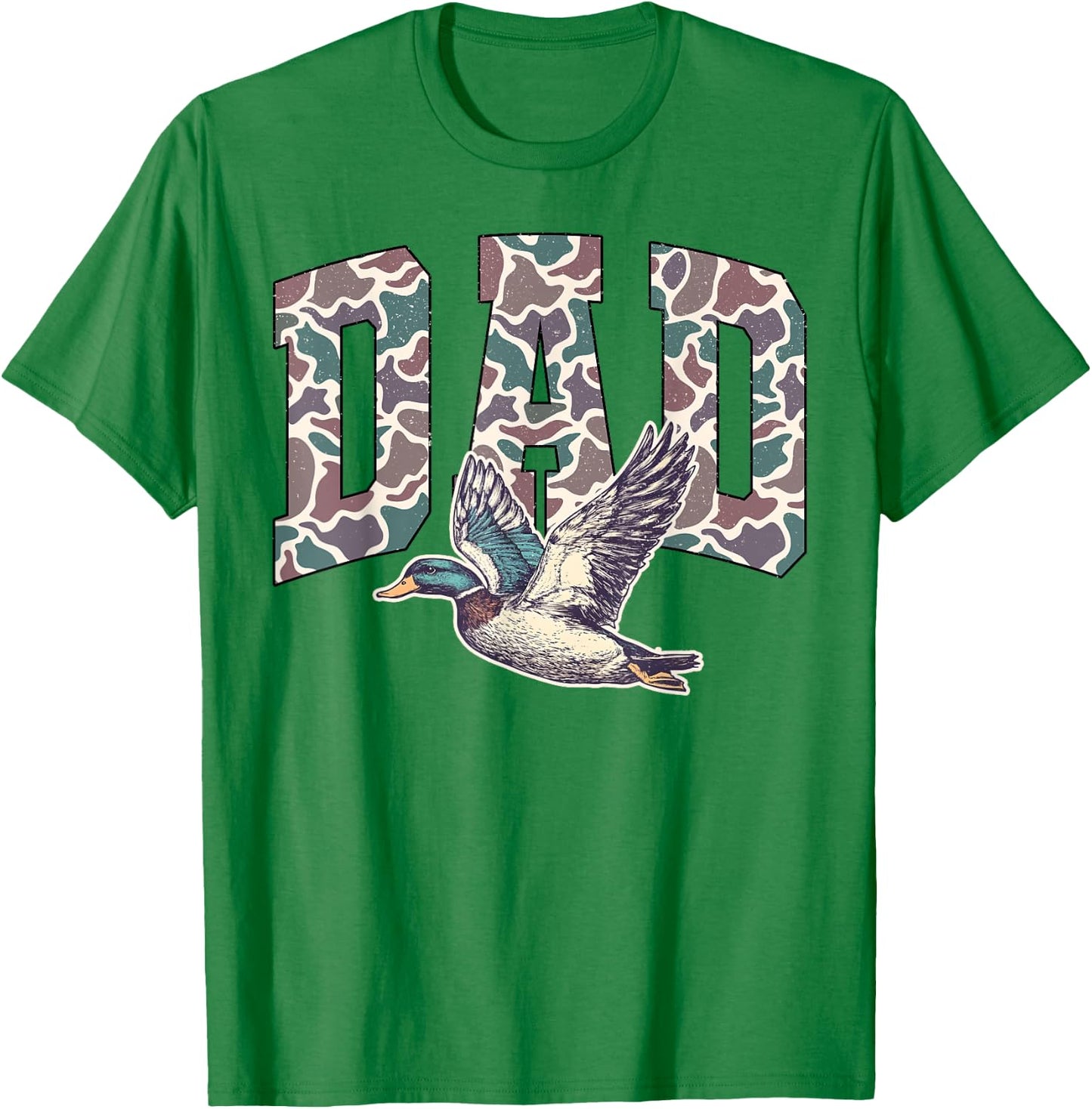 Retro Hunting Dad Waterfowl Duck Camouflage Camo Duck Dove T-Shirt - T-Shirt | Irish Green