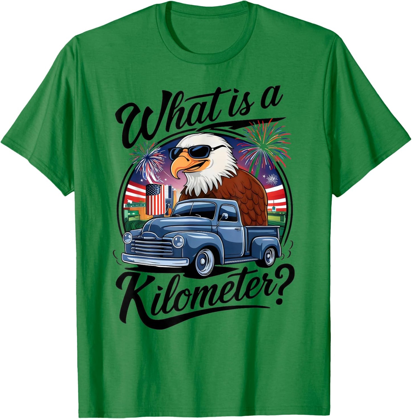 What is a Kilometer 4th of July Eagle Riding Truck Men T-Shirt - T-Shirt | Irish Green