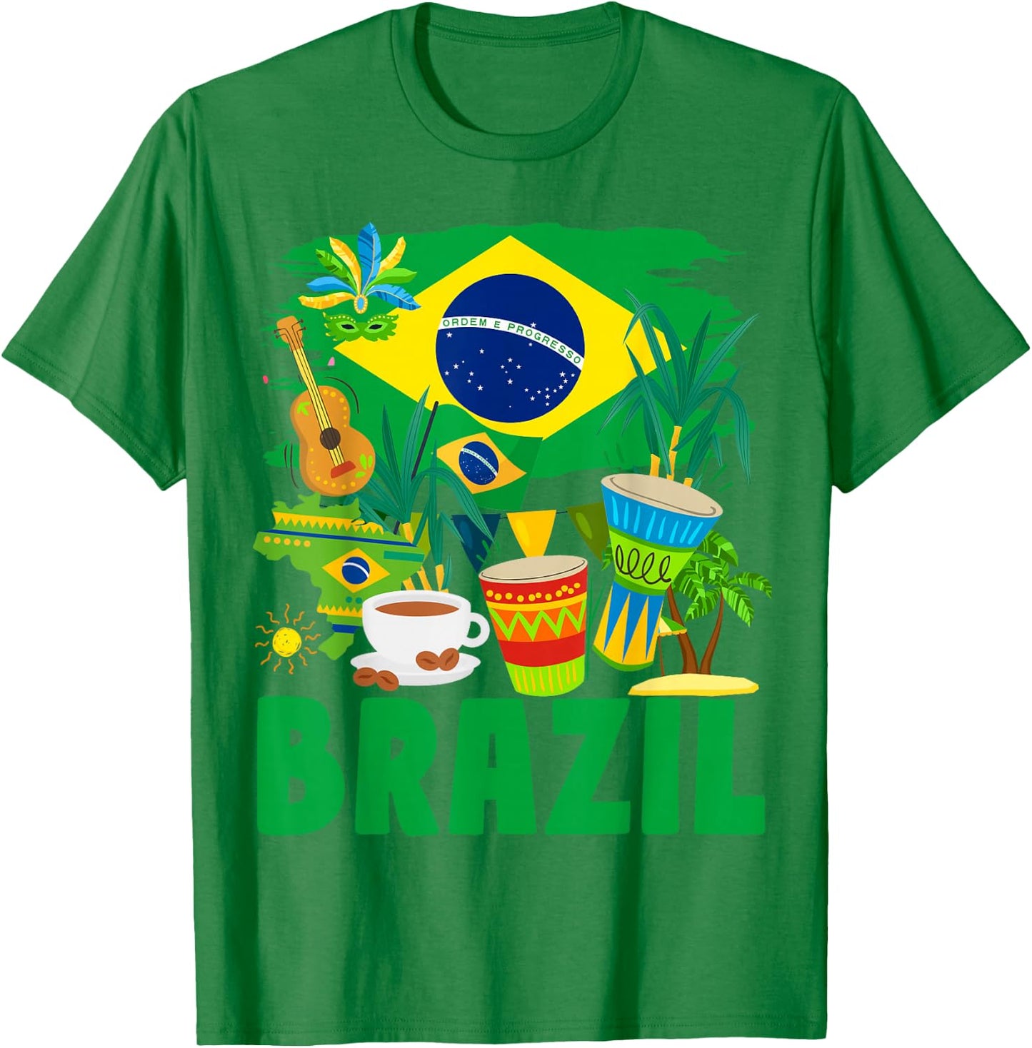 Brazil Flag - Outfit Idea for Children - Flag of Brazil and Brazil , Yellow, S T-Shirt - T-Shirt | Irish Green