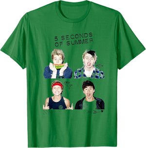 5 Seconds of Summer - Photo Scribble T-Shirt - T-Shirt | Irish Green