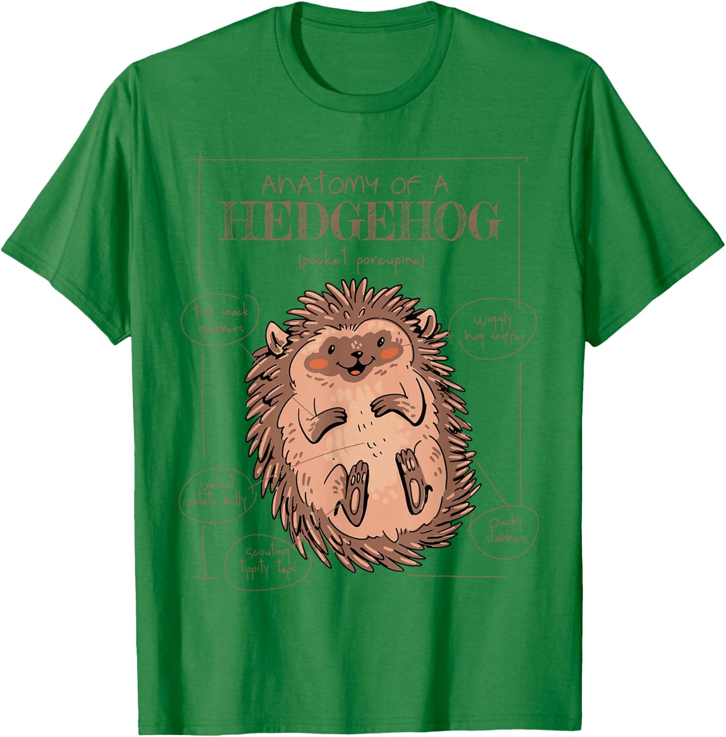 Anatomy of a Hedgehog - Pocket Porcupine T-Shirt - T-Shirt | Irish Green