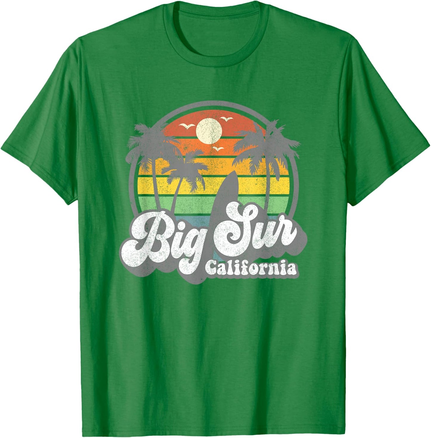 Big Sur California Beach Vacation Retro Surfing Summer Gift T-Shirt - T-Shirt | Irish Green