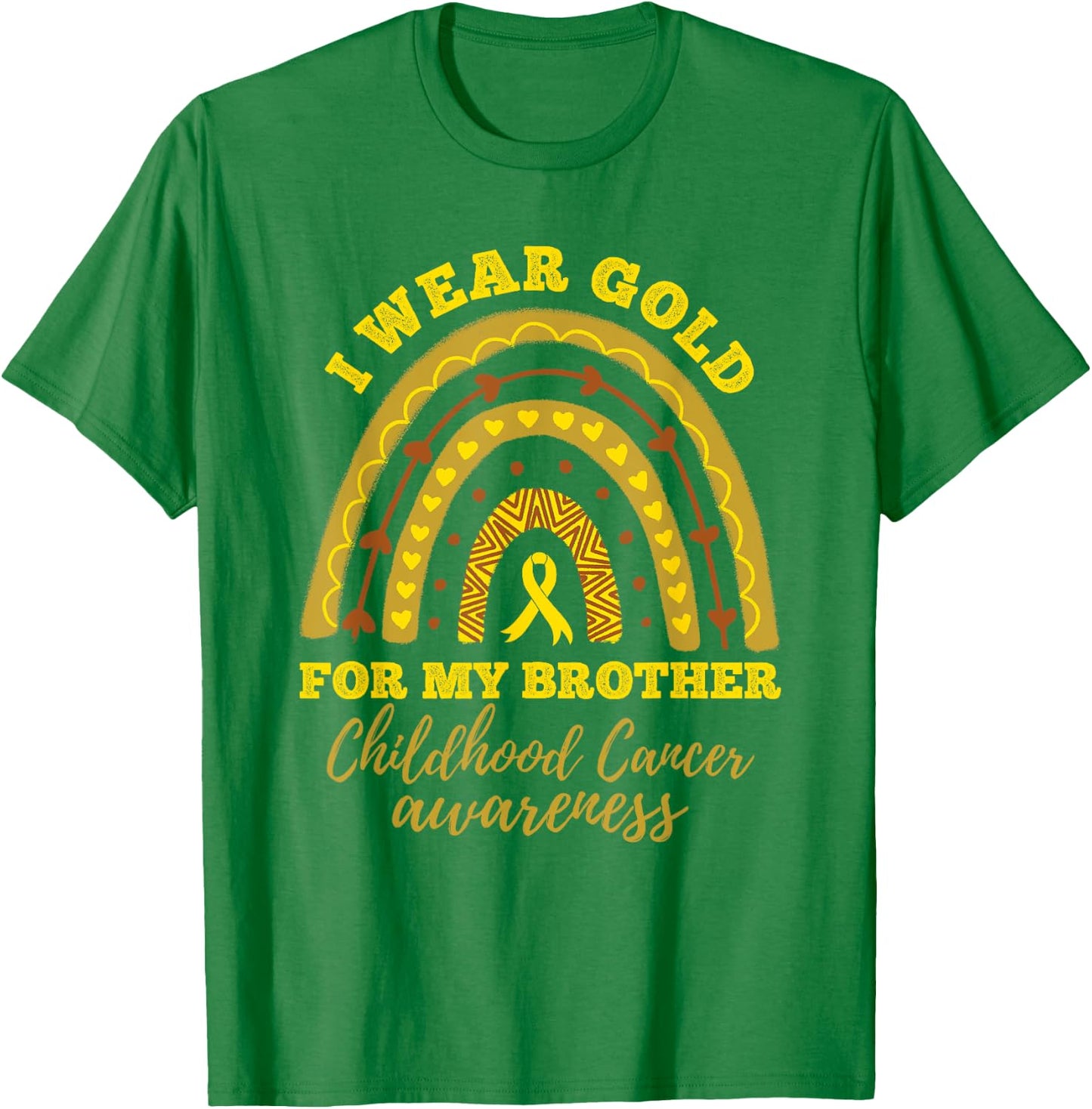 I Wear Gold For My Brother Childhood Cancer Awareness T-Shirt - T-Shirt | Irish Green