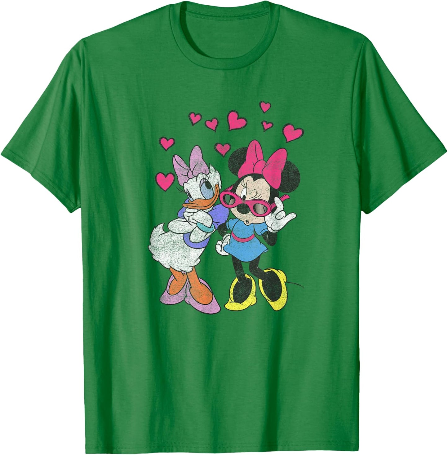 Disney Mickey and Friends Minnie & Daisy Hearts Portrait T-Shirt - T-Shirt | Irish Green