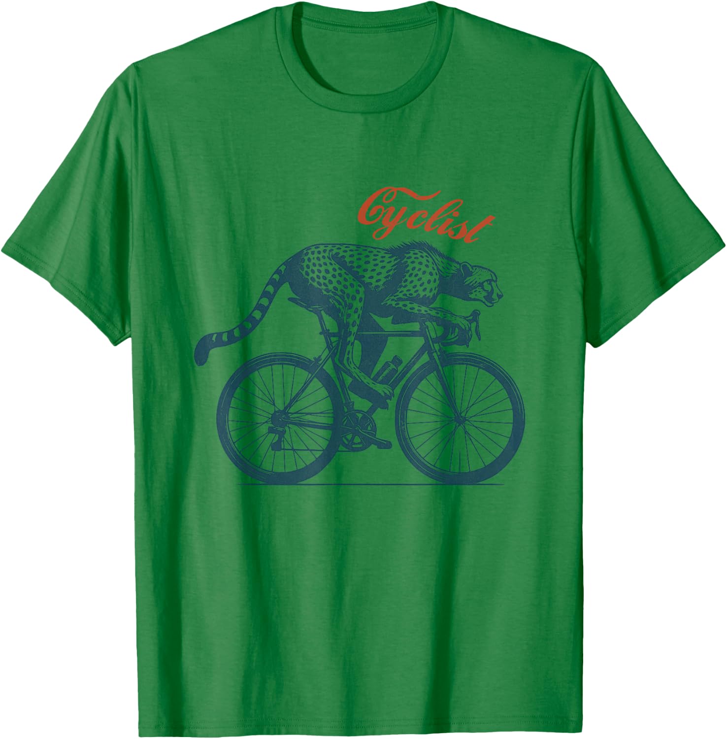 Cycling Cheetah, Cyclist Biking Bicycle Accessories T-Shirt - T-Shirt | Irish Green