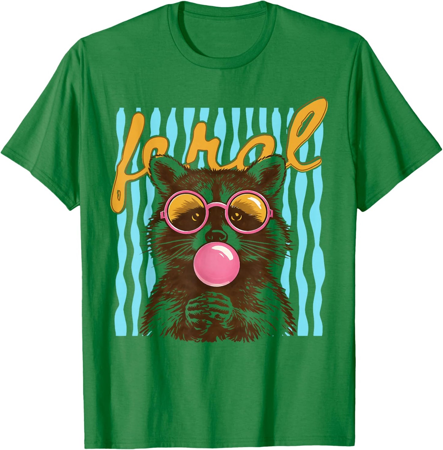 Feral Funny Meme Raccoon Hawaii Beach Summer Vacation Retro T-Shirt - T-Shirt | Irish Green