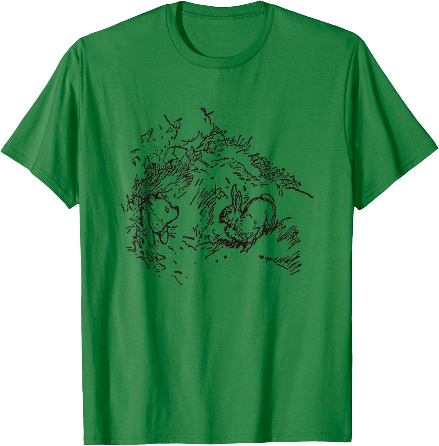 Disney Winnie the Pooh And Rabbit Outline Big Chest Logo F&B T-Shirt - T-Shirt | Irish Green