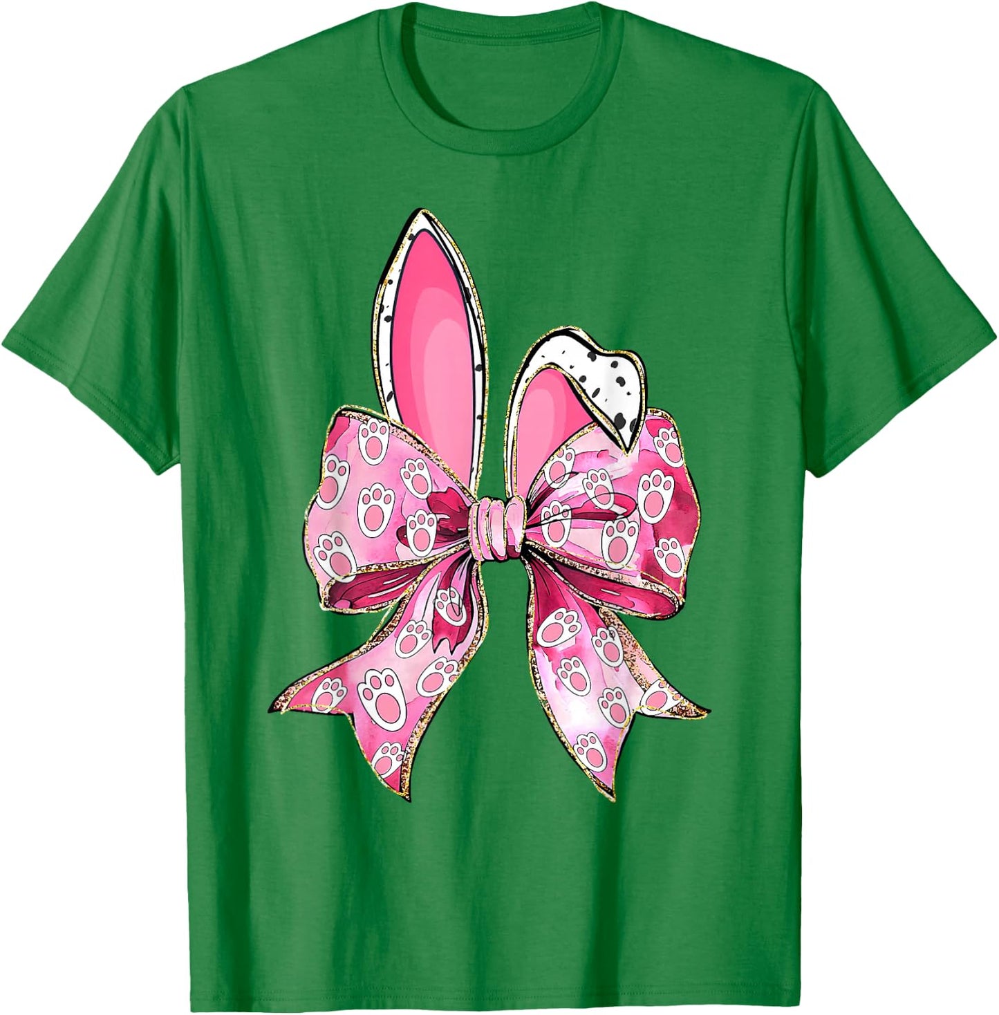 Happy Easter Bunny Coquette Bow Ears Girls Teen Women T-Shirt - T-Shirt | Irish Green
