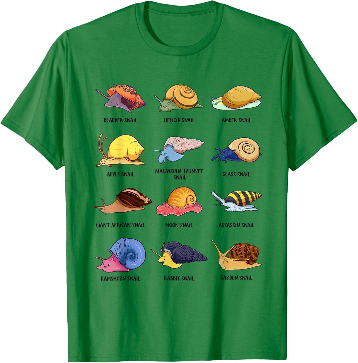 Snails of The World - Snail Species T-Shirt - T-Shirt | Irish Green