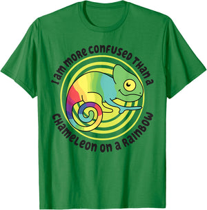 I Am More Confused Than A Chameleon On A Rainbow Chameleon T-Shirt - T-Shirt | Irish Green