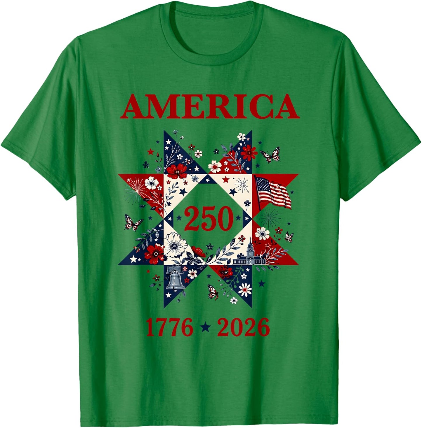 America 250 1776-2026 US Flag 250th Anniversary Patriotic T-Shirt - T-Shirt | Irish Green