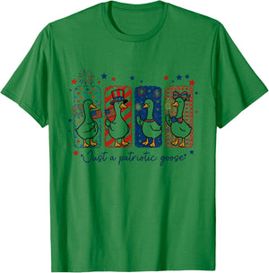 Just A Patriotic Goose Funny Patriotic Independence Day T-Shirt - T-Shirt | Irish Green