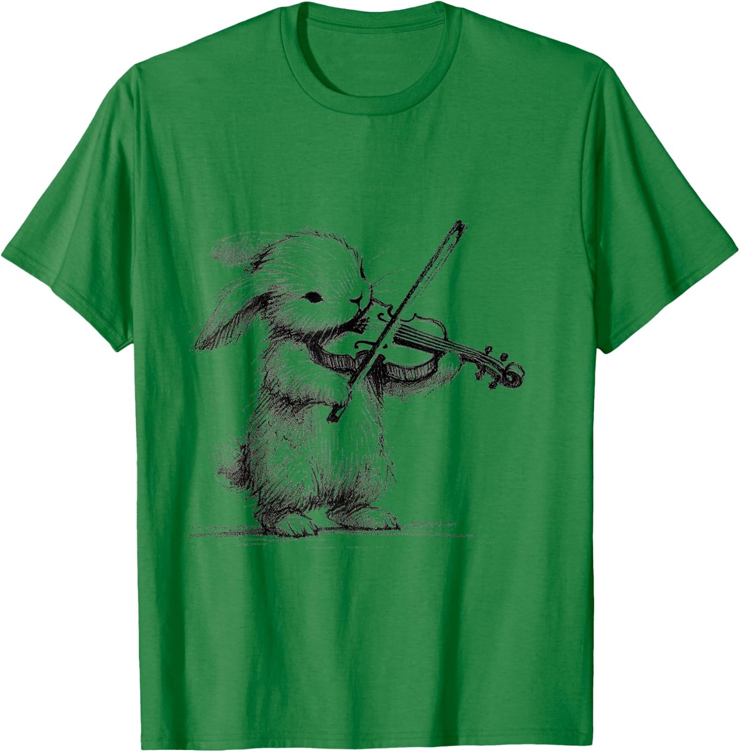 Bunny Playing Violin – Cute Musical Animal Art T-Shirt - T-Shirt | Irish Green