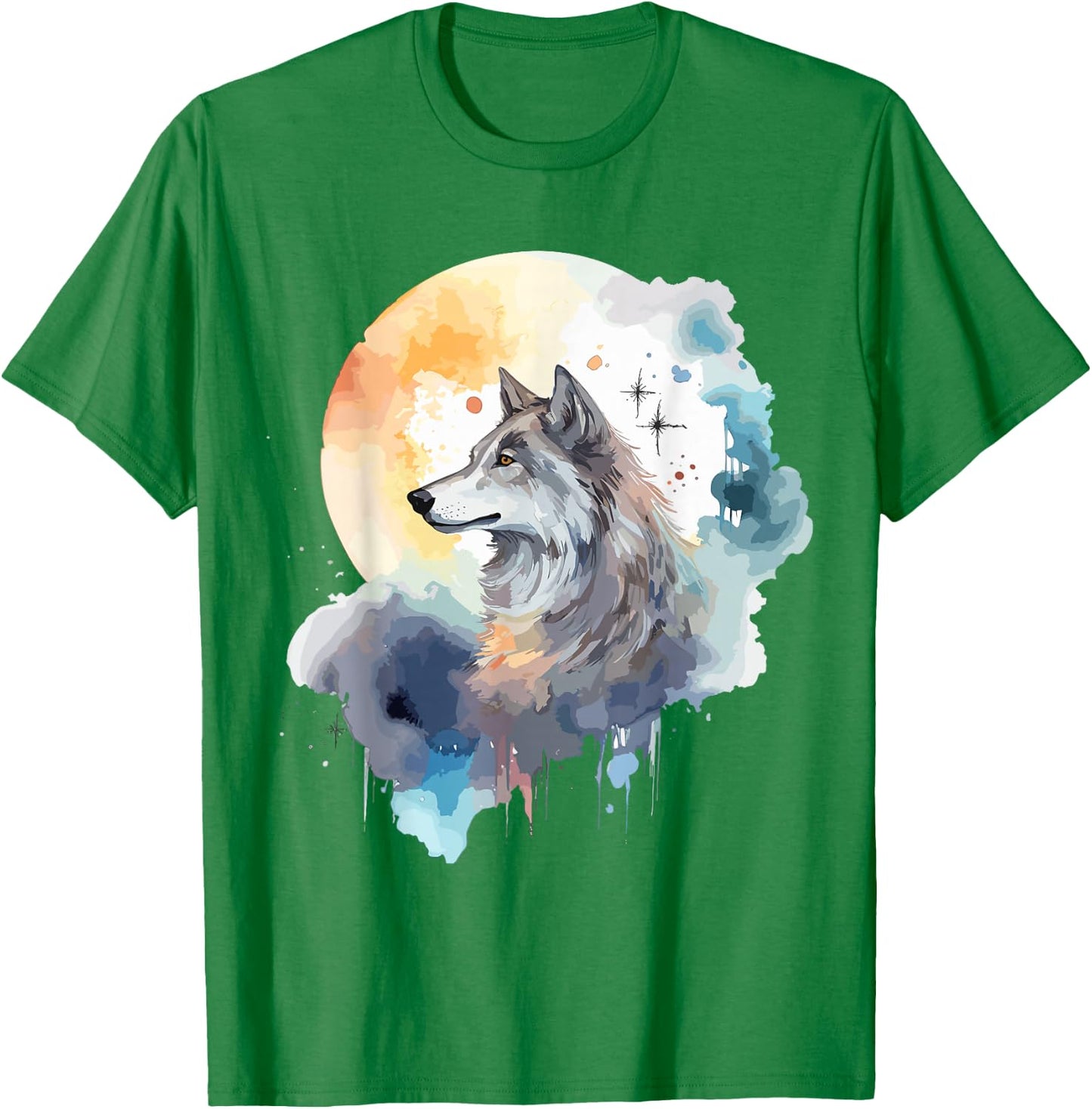Wolfskopf Aquarell Damen Weiß EU 38/39 T-Shirt - T-Shirt | Irish Green