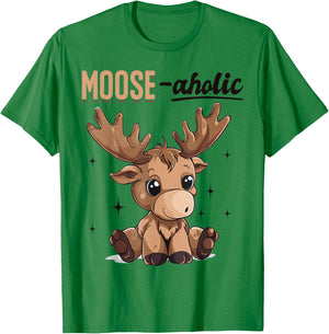Funny Moose Animal Moose-aholic T-Shirt - T-Shirt | Irish Green