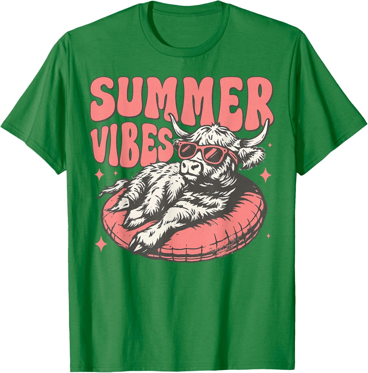 Funny Cow Summer Vibes Cow Summer Vibes T-Shirt - T-Shirt | Irish Green